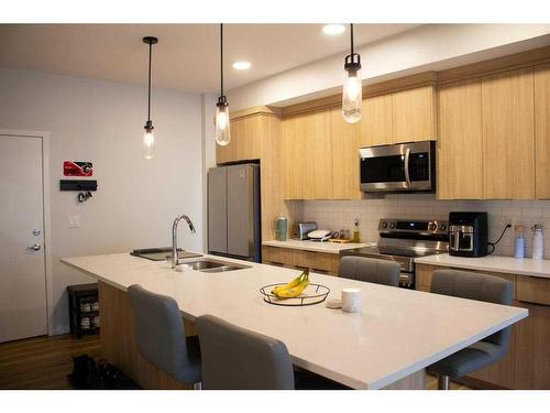 2101-42 Cranbrook Gardens Se, Calgary, AB - Indoor Photo Showing Kitchen With Double Sink