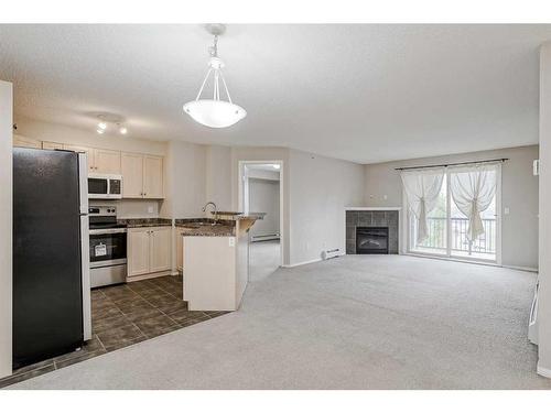 3406-60 Panatella Street Nw, Calgary, AB - Indoor Photo Showing Kitchen With Fireplace With Stainless Steel Kitchen