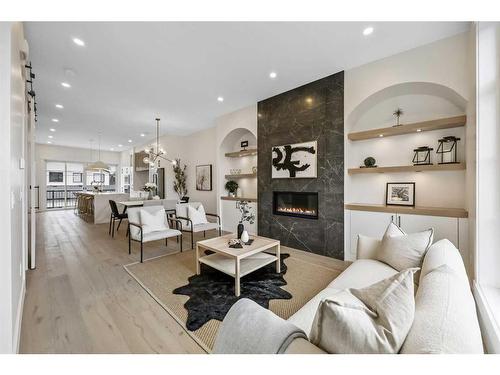 2210 33 Street Sw, Calgary, AB - Indoor Photo Showing Living Room With Fireplace