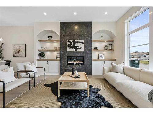 2210 33 Street Sw, Calgary, AB - Indoor Photo Showing Living Room With Fireplace