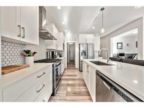 550 Bayview Way Sw, Airdrie, AB - Indoor Photo Showing Kitchen With Stainless Steel Kitchen With Upgraded Kitchen