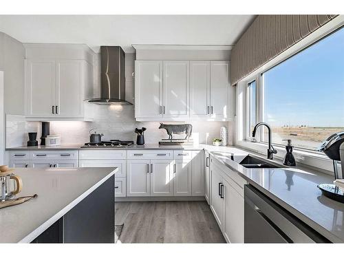 264 Northern Lights Crescent, Langdon, AB - Indoor Photo Showing Kitchen With Double Sink With Upgraded Kitchen