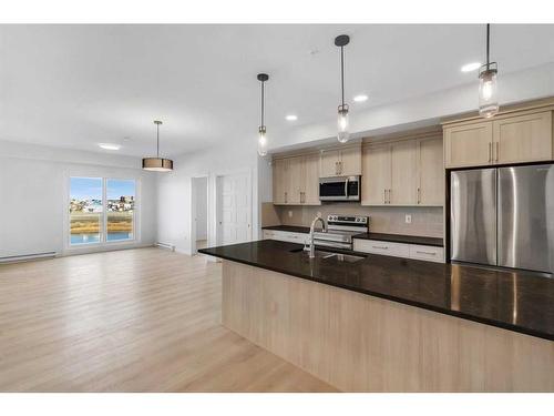 6414-20295 Seton Way Se, Calgary, AB - Indoor Photo Showing Kitchen With Stainless Steel Kitchen With Upgraded Kitchen