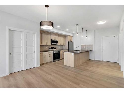 6414-20295 Seton Way Se, Calgary, AB - Indoor Photo Showing Kitchen With Stainless Steel Kitchen With Upgraded Kitchen