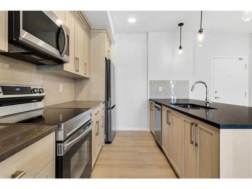 6414-20295 Seton Way Se, Calgary, AB - Indoor Photo Showing Kitchen With Stainless Steel Kitchen With Upgraded Kitchen