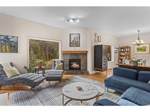 D-6 Otter Lane, Banff, AB - Indoor Photo Showing Living Room With Fireplace