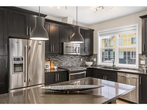 299 Mahogany Boulevard Se, Calgary, AB - Indoor Photo Showing Kitchen With Stainless Steel Kitchen With Upgraded Kitchen