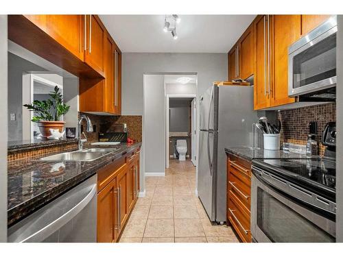 215-790 Kingsmere Crescent Sw, Calgary, AB - Indoor Photo Showing Kitchen With Double Sink