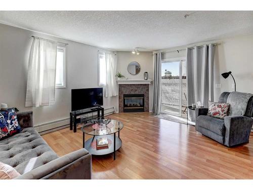 207-165 Manora Place Ne, Calgary, AB - Indoor Photo Showing Living Room With Fireplace