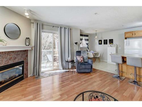 207-165 Manora Place Ne, Calgary, AB - Indoor Photo Showing Living Room With Fireplace