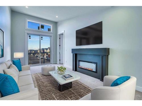 160 Saddlelake Manor Ne, Calgary, AB - Indoor Photo Showing Living Room With Fireplace