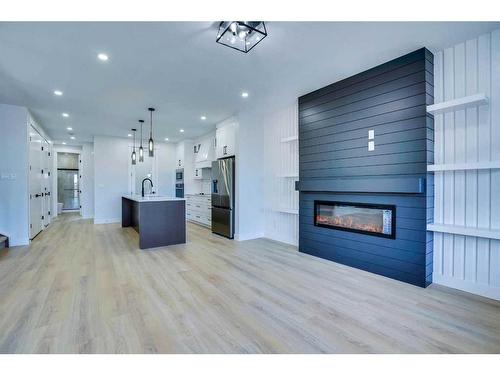 160 Saddlelake Manor Ne, Calgary, AB - Indoor With Fireplace