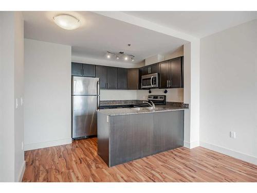 Suite 420-955 Mcpherson Road Ne, Calgary, AB - Indoor Photo Showing Kitchen With Stainless Steel Kitchen With Double Sink