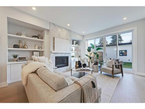 3725 Richmond Road Sw, Calgary, AB - Indoor Photo Showing Living Room With Fireplace