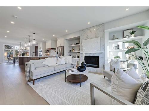 3725 Richmond Road Sw, Calgary, AB - Indoor Photo Showing Living Room With Fireplace