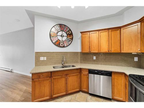 309-2411 Erlton Road Sw, Calgary, AB - Indoor Photo Showing Kitchen With Double Sink