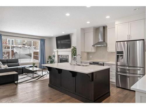 100 Cranbrook Way Se, Calgary, AB - Indoor Photo Showing Kitchen With Stainless Steel Kitchen With Upgraded Kitchen