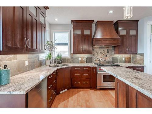 341 Rainbow Falls Way, Chestermere, AB - Indoor Photo Showing Kitchen With Upgraded Kitchen