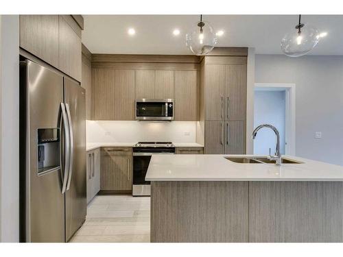 1118-395 Skyview Parkway Ne, Calgary, AB - Indoor Photo Showing Kitchen With Double Sink With Upgraded Kitchen