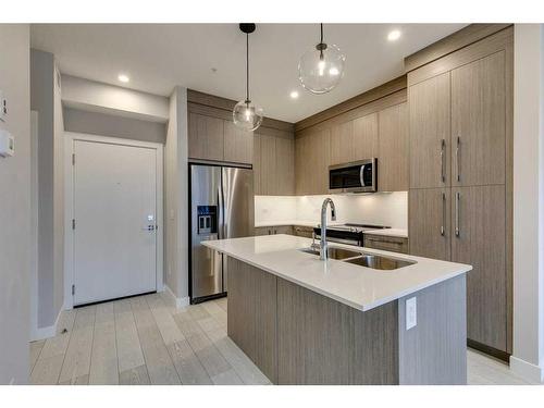 1118-395 Skyview Parkway Ne, Calgary, AB - Indoor Photo Showing Kitchen With Double Sink With Upgraded Kitchen