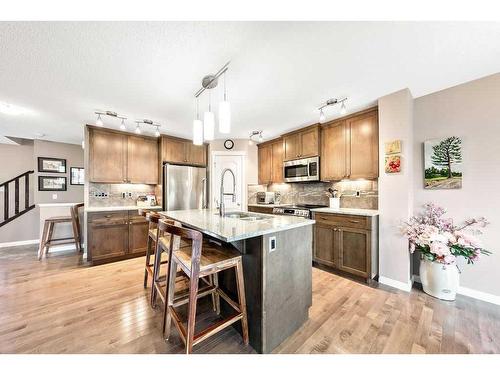 24 Thoroughbred Boulevard, Cochrane, AB - Indoor Photo Showing Kitchen With Upgraded Kitchen