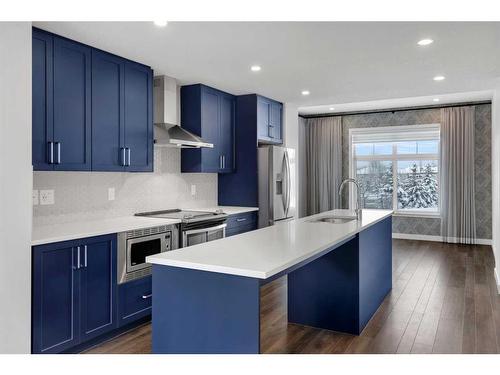 111 Les Jardins Park Se, Calgary, AB - Indoor Photo Showing Kitchen With Stainless Steel Kitchen With Upgraded Kitchen