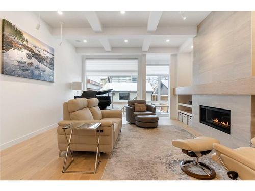 1806 Broadview Road Nw, Calgary, AB - Indoor Photo Showing Living Room With Fireplace