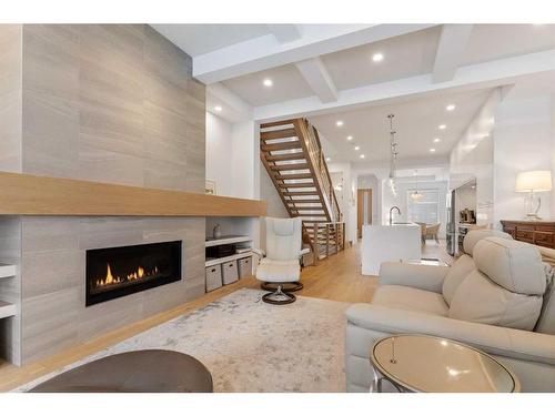 1806 Broadview Road Nw, Calgary, AB - Indoor Photo Showing Living Room With Fireplace