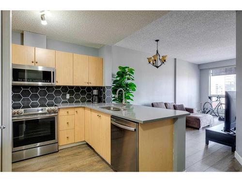 905-1053 10 Street Sw, Calgary, AB - Indoor Photo Showing Kitchen With Double Sink