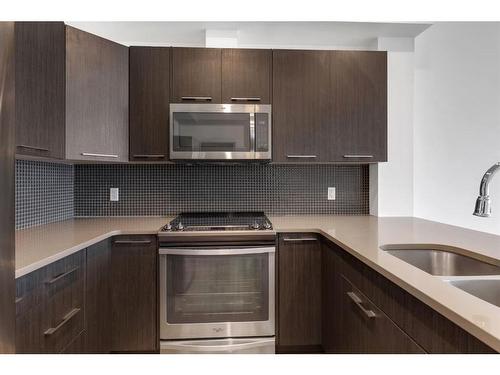 403-214 Sherwood Square Nw, Calgary, AB - Indoor Photo Showing Kitchen With Stainless Steel Kitchen With Double Sink With Upgraded Kitchen