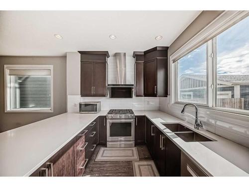 151 Masters Link Se, Calgary, AB - Indoor Photo Showing Kitchen With Double Sink With Upgraded Kitchen