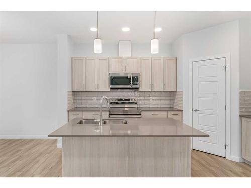 333 Magnolia Way Se, Calgary, AB - Indoor Photo Showing Kitchen With Double Sink With Upgraded Kitchen