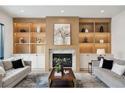 2919 12 Avenue Nw, Calgary, AB - Indoor Photo Showing Living Room With Fireplace