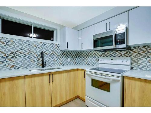 180 Fallswater Road Ne, Calgary, AB - Indoor Photo Showing Kitchen With Double Sink