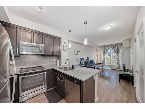 103-300 Auburn Meadows Manor Se, Calgary, AB - Indoor Photo Showing Kitchen With Stainless Steel Kitchen With Double Sink With Upgraded Kitchen