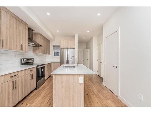 75 Saddlestone Drive Ne, Calgary, AB - Indoor Photo Showing Kitchen With Stainless Steel Kitchen With Double Sink With Upgraded Kitchen