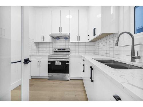 127 Saddlepeace Manor Ne, Calgary, AB - Indoor Photo Showing Kitchen With Double Sink With Upgraded Kitchen