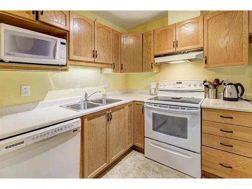 206-1206 Hawksbrow Point Nw, Calgary, AB - Indoor Photo Showing Kitchen With Double Sink