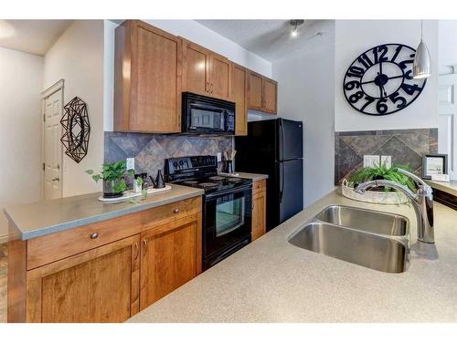 205-2 Hemlock Crescent Sw, Calgary, AB - Indoor Photo Showing Kitchen With Double Sink