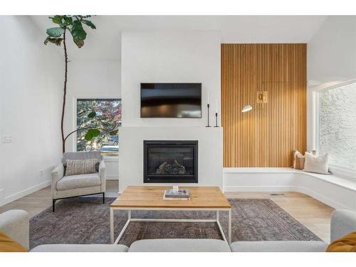 412 Brookpark Drive Sw, Calgary, AB - Indoor Photo Showing Living Room With Fireplace