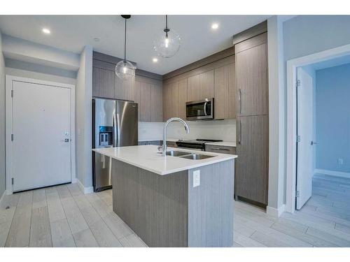 1318-111 Wolf Creek Drive Se, Calgary, AB - Indoor Photo Showing Kitchen With Stainless Steel Kitchen With Double Sink With Upgraded Kitchen