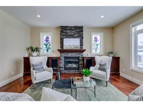 2332 6 Street Se, Calgary, AB - Indoor Photo Showing Living Room With Fireplace