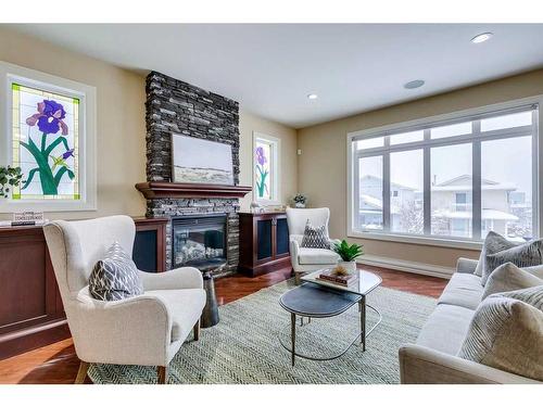 2332 6 Street Se, Calgary, AB - Indoor Photo Showing Living Room With Fireplace