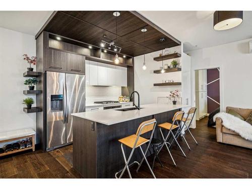 308-2702 17 Avenue Sw, Calgary, AB - Indoor Photo Showing Kitchen With Stainless Steel Kitchen With Upgraded Kitchen