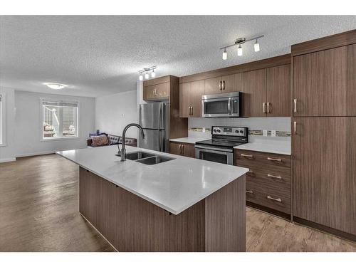 107 Auburn Bay Street Se, Calgary, AB - Indoor Photo Showing Kitchen With Stainless Steel Kitchen With Double Sink With Upgraded Kitchen