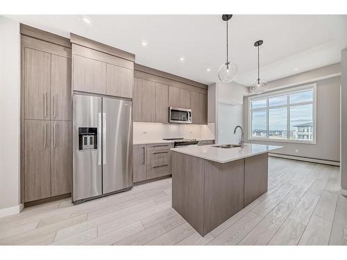 1402-395 Skyview Parkway Ne, Calgary, AB - Indoor Photo Showing Kitchen With Stainless Steel Kitchen With Upgraded Kitchen