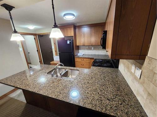 110-315 50 Avenue Sw, Calgary, AB - Indoor Photo Showing Kitchen With Double Sink