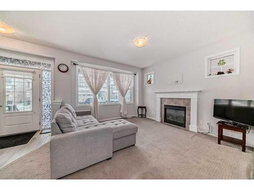 118 Cityscape Terrace Ne, Calgary, AB - Indoor Photo Showing Living Room With Fireplace