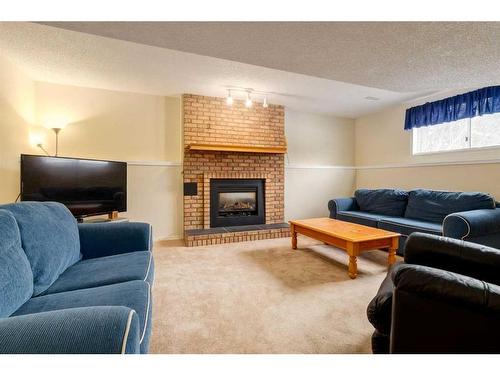 116 Sunvale Crescent Se, Calgary, AB - Indoor Photo Showing Living Room With Fireplace