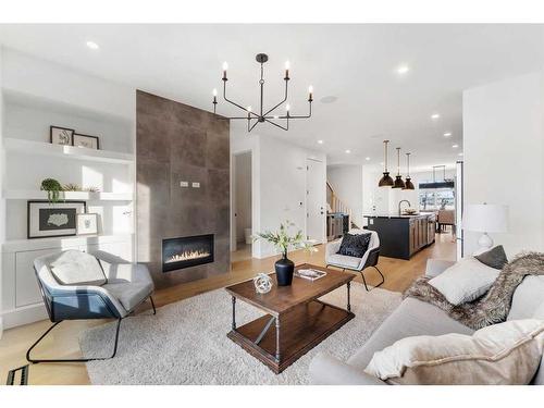 3535 40 Street Sw, Calgary, AB - Indoor Photo Showing Living Room With Fireplace